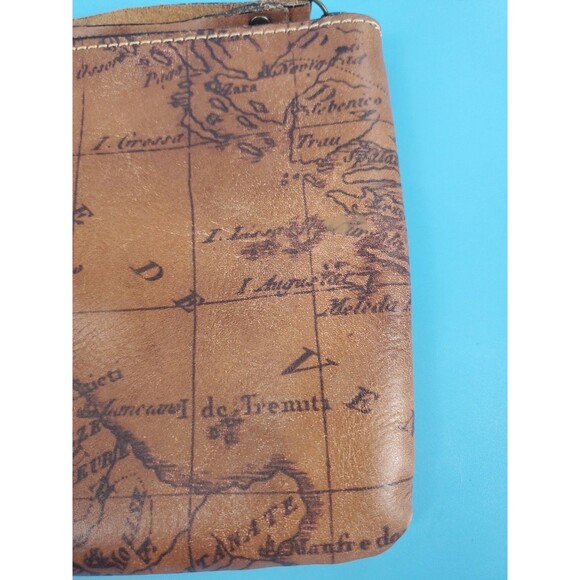 Patricia Nash Cassini Leather Wristlet Clutch Zipped Signature Map Print Brown - Picture 5 of 14